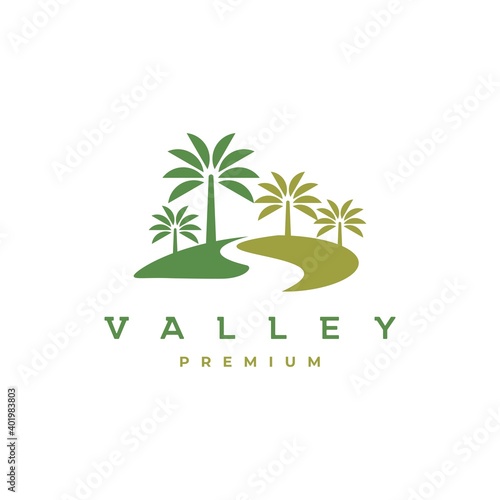Palm valley logo design vector template