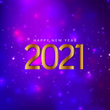 Happy new year 2021 sparkling violet background
