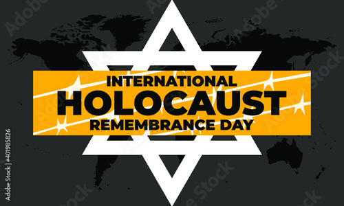 International Holocaust Remembrance Day is an international memorial day on 27 January commemorating the tragedy of the Holocaust that occurred during the Second World War. Star of David. Vector EPS10