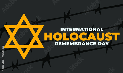 International Holocaust Remembrance Day is an international memorial day on 27 January commemorating the tragedy of the Holocaust that occurred during the Second World War. Star of David. Vector EPS10