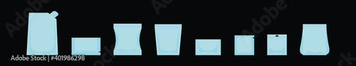 set of sachet cartoon icon design template with various models. vector illustration isolated on black background