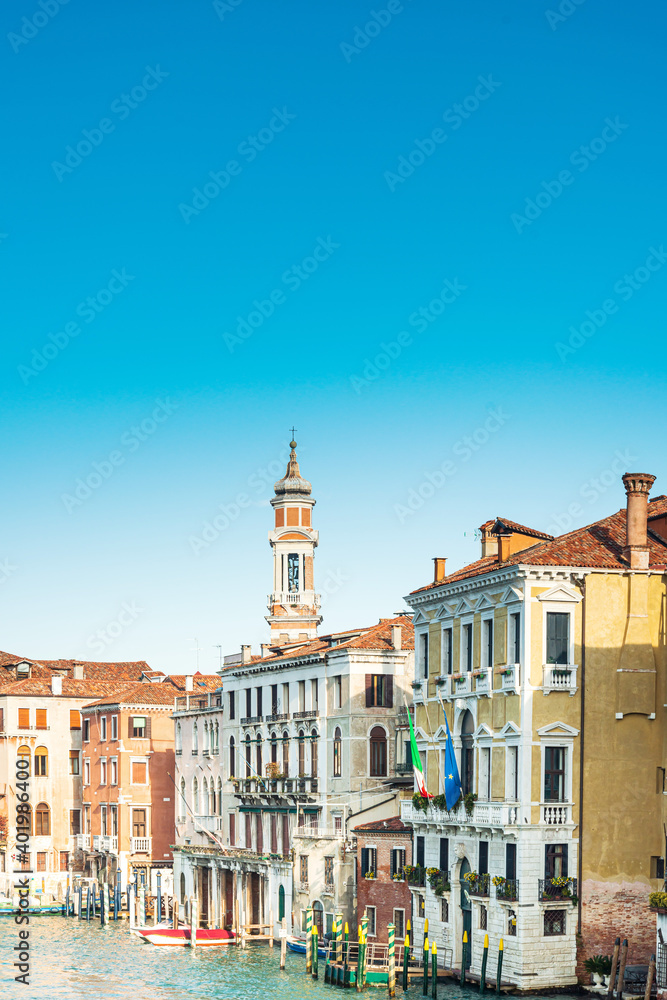 VENICE, ITALY - December 21, 2017 : Antique building view in Venice, ITALY