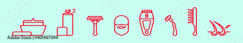 set of barber tools cartoon icon design template with various models. vector illustration isolated on blue background