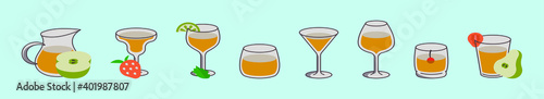 set of sangria cartoon icon design template with various models. vector illustration isolated on blue background