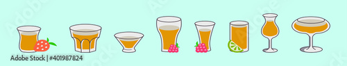 set of sangria cartoon icon design template with various models. vector illustration isolated on blue background