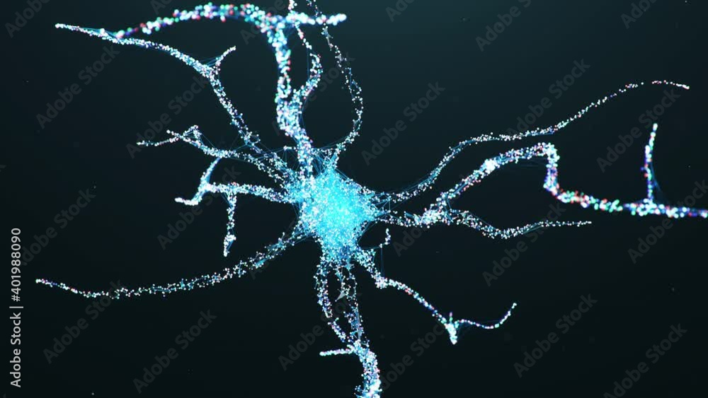 Artificial intelligence in brain. AI Neuron cells sending electrical