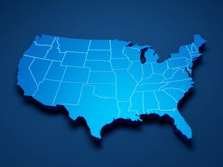 USA map 3d cinematographic