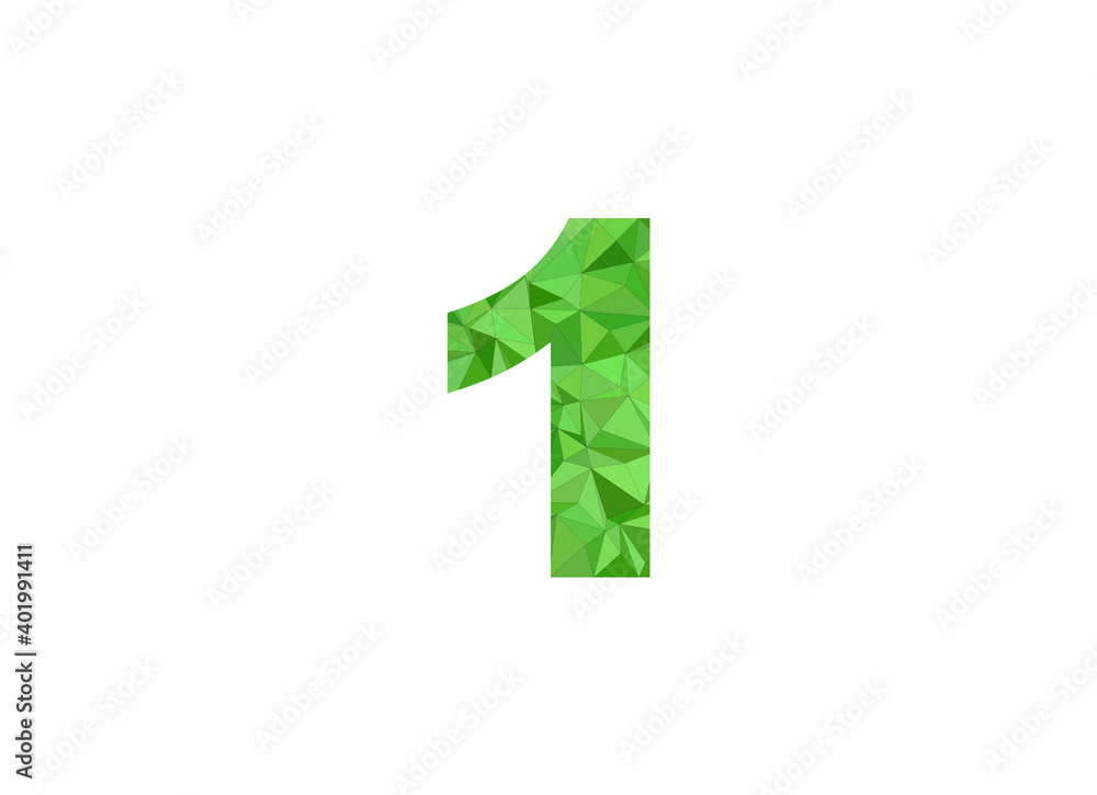Number 1 in green color illustration isolated in white background Stock