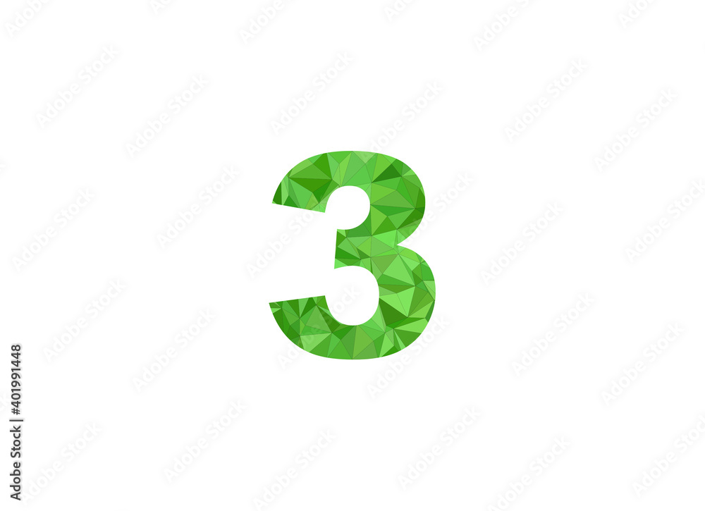 Number 3 in green color illustration isolated in white background Number 3 in green color illustration isolated in white background
