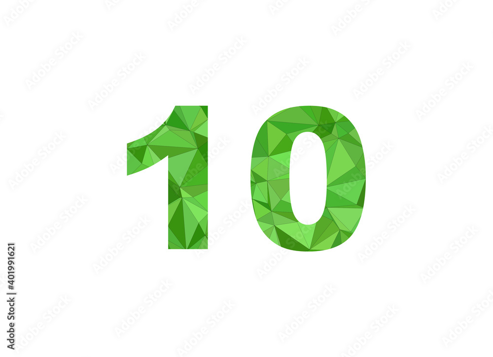 Number 10 in green color illustration isolated in white background Number 10 in green color illustration isolated in white background
