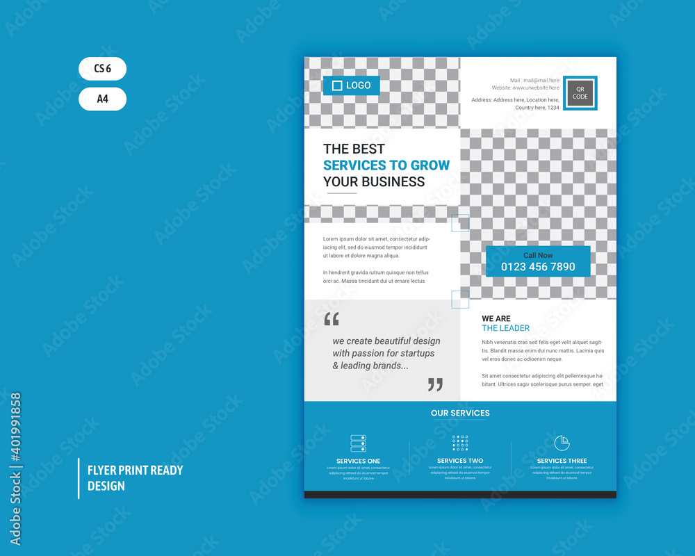 Business minimal Vector Flyer Template A4 with space for a photo