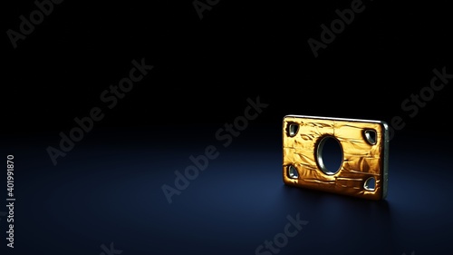 3d rendering symbol of money bill wrapped in gold foil on dark blue background