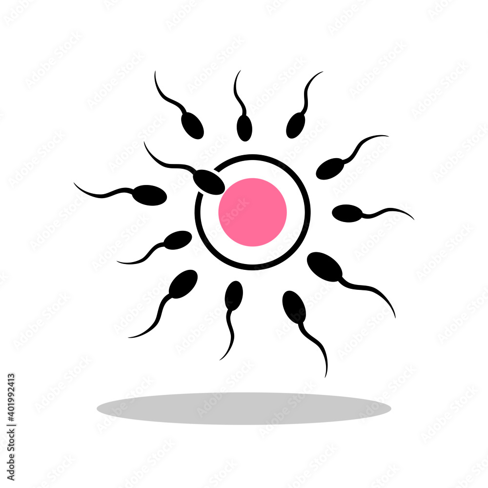 Fertilization icon in flat style. Sperm symbol for your web site design, logo, app, UI Vector EPS 10.
