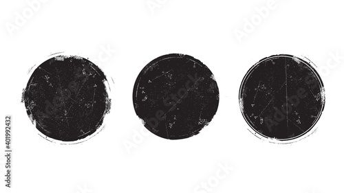 Circle grunge stamp set. Round vector isolated on white background. Black stamp vector. Collection for grunge badge, seal, ink and stamp design template. Round stamp. Grunge circle shape, vector