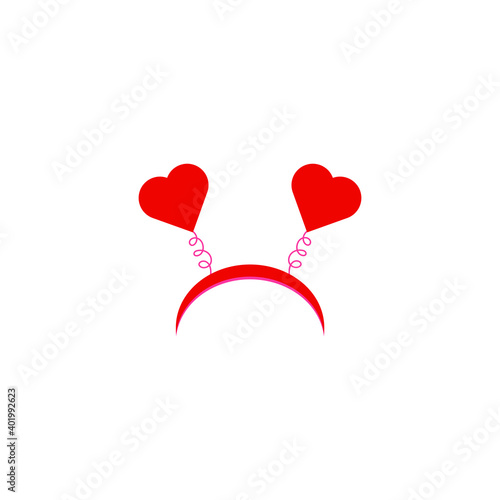 Carnival hoop on the head. Cartoon headband with hearts. For Christmas, festival, party, holidays costume. The attribute of costume.