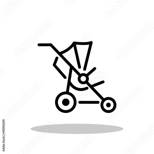Baby carriage icon in flat style. Pram symbol for your web site design, logo, app, UI Vector EPS 10.