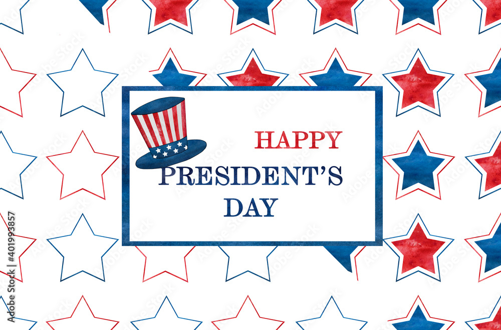 Obraz premium Happy Presidents' Day. Congratulatory inscription for the holiday. Closeup, no people. Congratulations for family, relatives, friends and colleagues