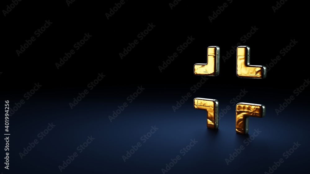 Obraz premium 3d rendering symbol of compress wrapped in gold foil on dark blue background