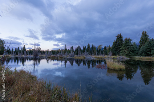 Scenic Reflection Landscape in the Tetons in Autumn