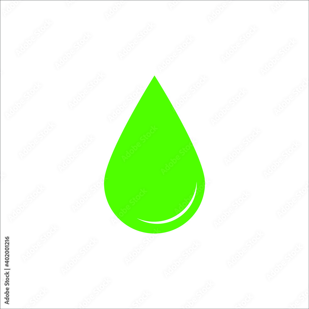 Green drop icon on white background, vector illustration Green drop icon on white background, vector illustration