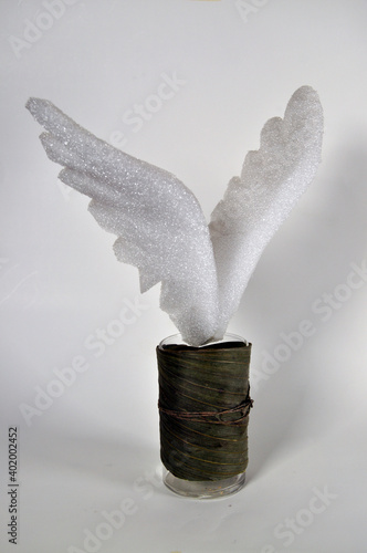 .Vase with wing, surreal art object