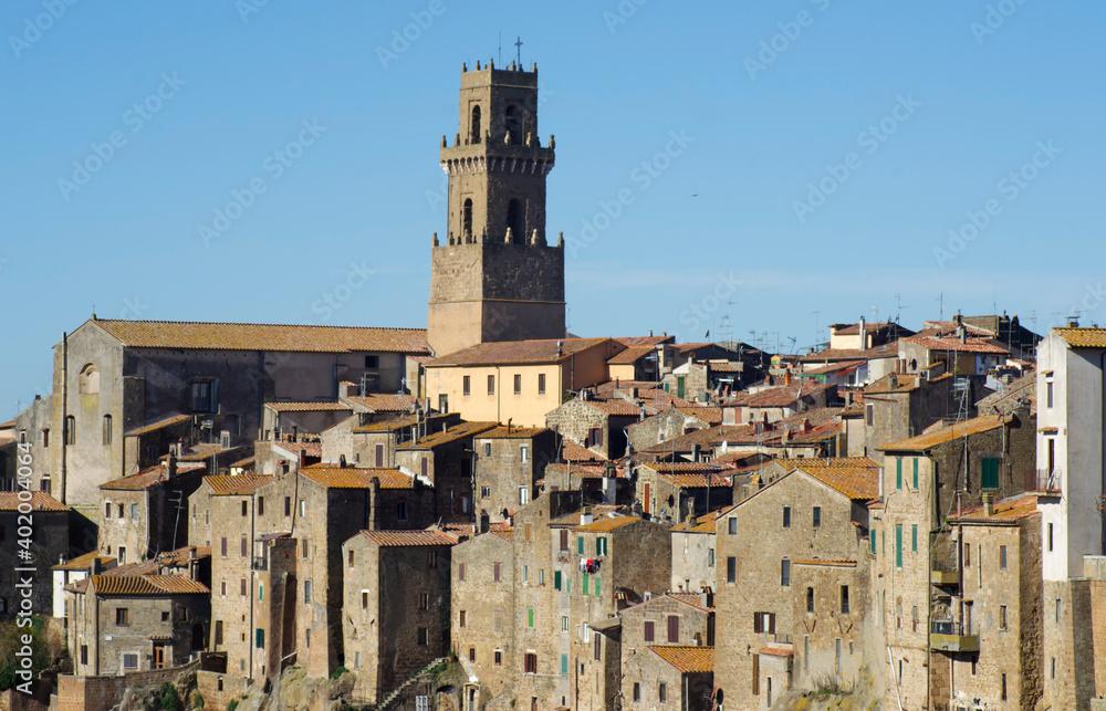Pitigliano city in Tuscan country on a sunny day