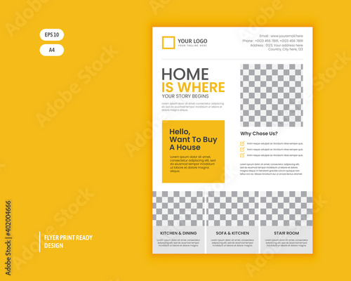 Home for sale minimal Flyer Design Template.