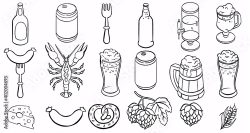 set of beer icon, such as alcohol, brewery, craft beer, hop. Vector illustration