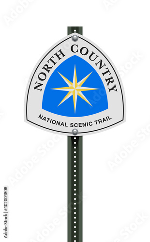Vector illustration of the North Country Trail road sign on post