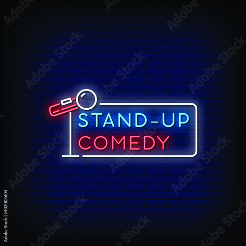 Stand up Comedy Neon Signs Style Text Vector