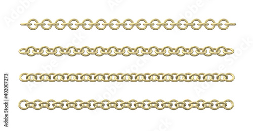 Isolated gold chain on white backgroun