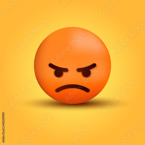 Angry emoticon face or grumpy emoji - emoticon, angry, pouting, grumpy, mad red emoji for social media platforms emotion