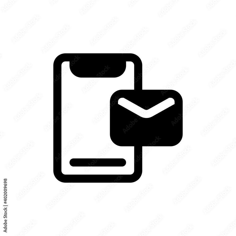 Smartphone Mail Notification Glyph Icon, Logo, Vector Smartphone Mail Notification Glyph Icon, Logo, Vector
