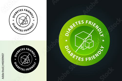 sugar free concept, diabetes friendly vector stamp green