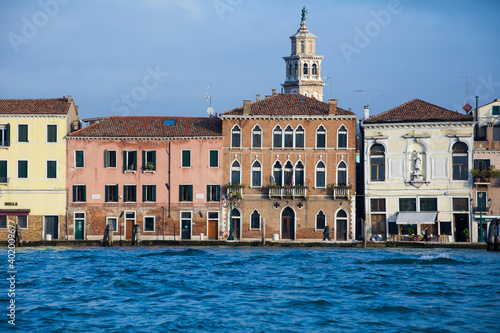 Venice canal and traditional colorful Venetian houses view. Classical Venice skyline. Venice, Italy © Lukas