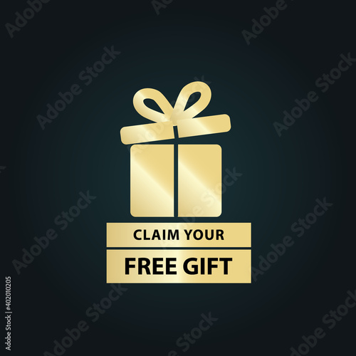 claim your free gift claim your free gift icon, premium golden vector icon, package label design elements