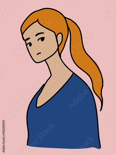 girl portrait drawing vector illustration