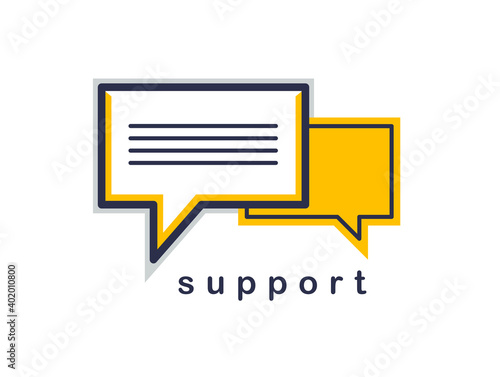 Technical support and frequently asked questions FAQ vector design element isolated on white, speech bubbles concept.