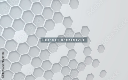 Abstract 3D hexagon texture white background
