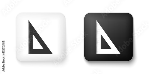 Free Download Black and white Triangular ruler icon isolated on white background. Straightedge symbol. Geometric symbol. Square button. Vector. - GFXLoad