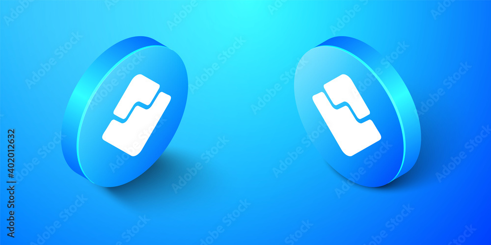 Isometric Cryptocurrency coin Waves icon isolated on blue background. Physical bit coin. Digital currency. Blockchain based secure crypto currency. Blue circle button. Vector. Isometric Cryptocurrency coin Waves icon isolated on blue background. Physical bit coin. Digital currency. Blockchain based secure crypto currency. Blue circle button. Vector.