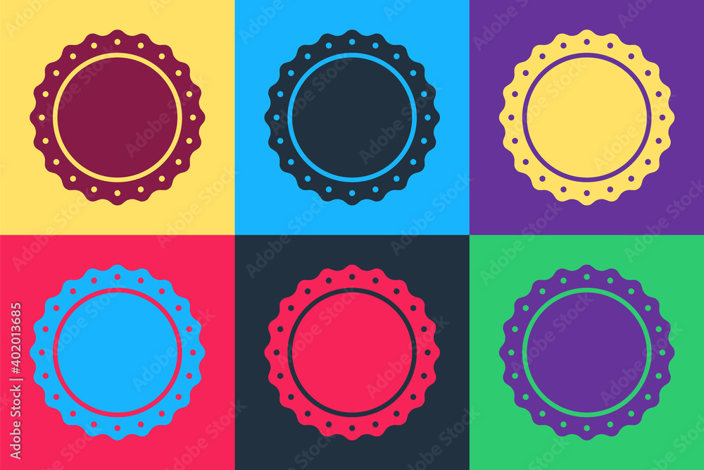 Pop art Quality emblem icon isolated on color background. Vector. Pop art Quality emblem icon isolated on color background. Vector.