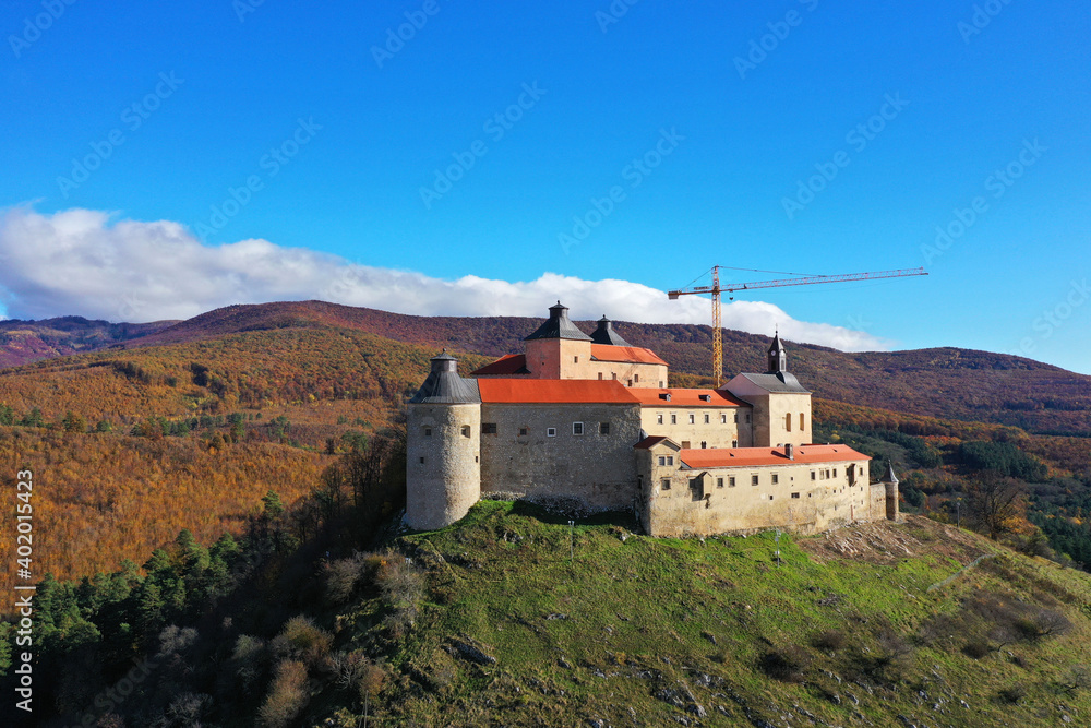 Aerial autumn view of Krasna Horka castle in Slovakia Aerial autumn view of Krasna Horka castle in Slovakia