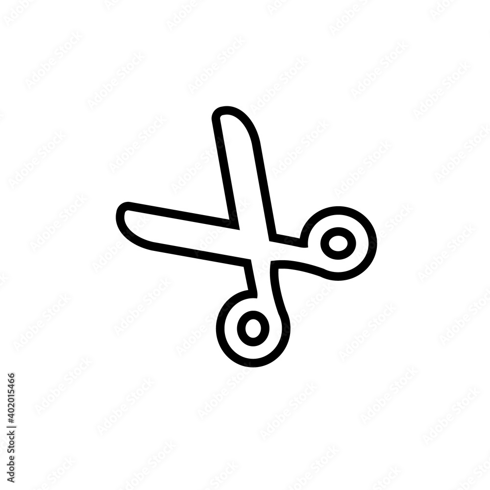 Scissors linear vector icon. Cutting element simple symbol.