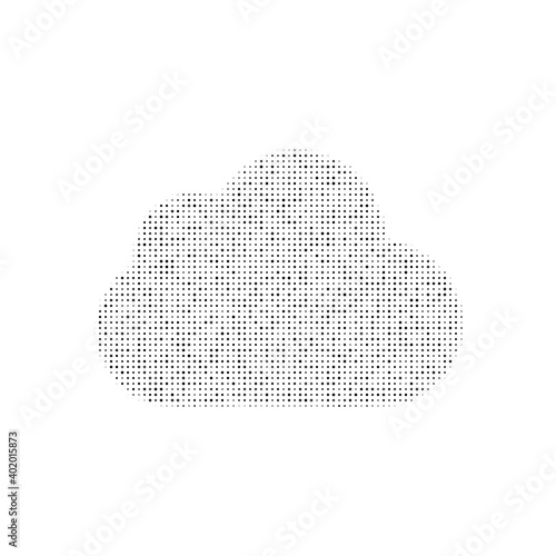 The cloud symbol filled with black dots. Pointillism style. Vector illustration on white background