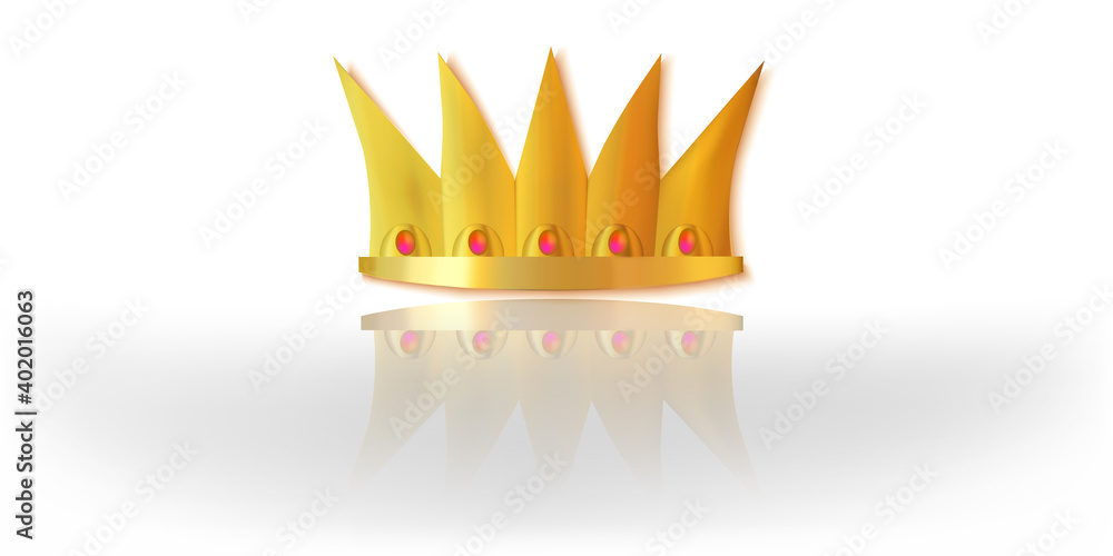 Golden crown with rubies. Flat. Illustration can be used in the internet websites, chats, computer programs. Golden crown with rubies. Flat. Illustration can be used in the internet websites, chats, computer programs.