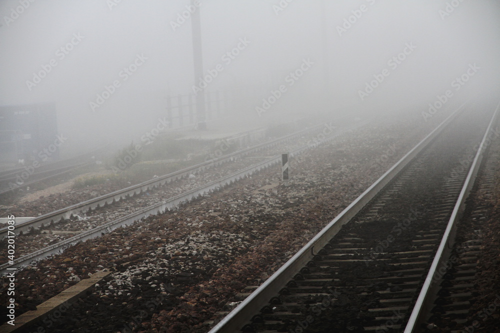 Fototapeta premium railway in fog