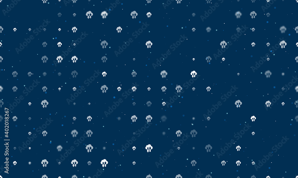 Seamless background pattern of evenly spaced white cloud technology symbols of different sizes and opacity. Vector illustration on dark blue background with stars Seamless background pattern of evenly spaced white cloud technology symbols of different sizes and opacity. Vector illustration on dark blue background with stars