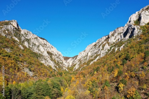 Aerial autumn view of Zadielska dolina valley in Slovakia