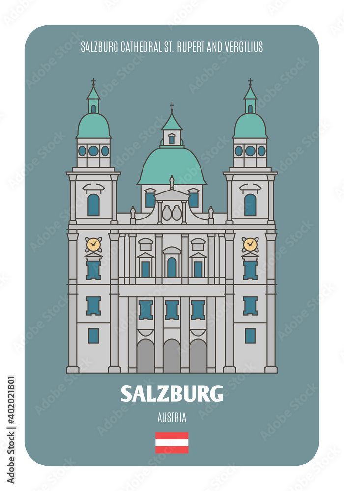 Salzburg Cathedral St. Rupert and Vergilius, Austria. Architectural symbols of European cities